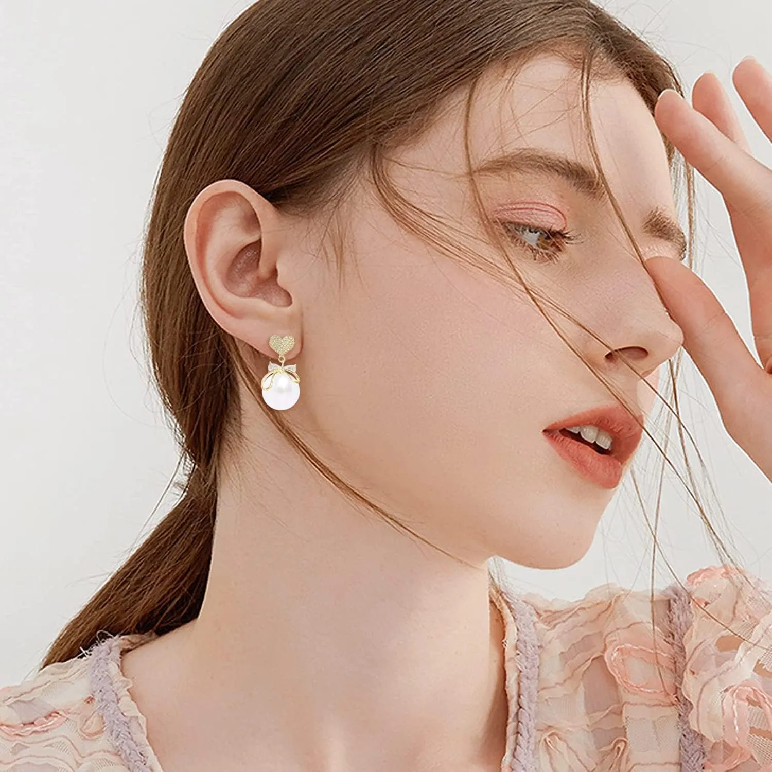 Gold Pearl Earrings - Dangle Studs & Hoops in Sterling Silver