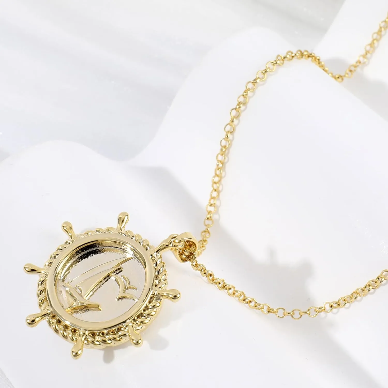 Gold Pendant Necklace for Women 14K Gold Plated Coin Pendant Necklace Adjustable Chain Disc Round Charm Initial Statement Necklace Trendy Jewelry Gift for Her