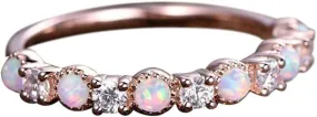 Gold Plated Gemstone Stacking Rings for Women,Create Pink Fire Opal Jewelry Birthstone Rings Women's Opal Rings