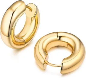 Gold Plated Hoop Earrings Mens Hoop Earrings Chunky Huggie Hoop Earrings for Women Hypoallergenic Dainty Hoop Earrings for Women