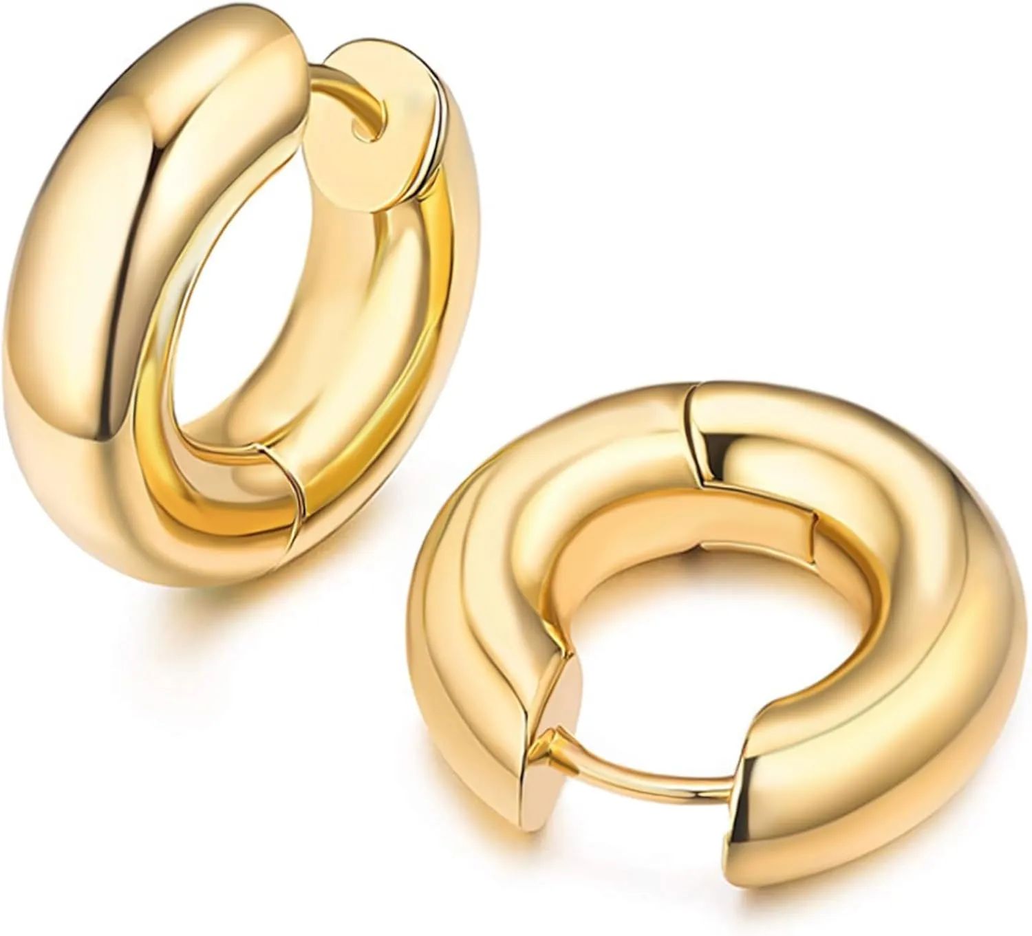 Gold Plated Hoop Earrings Mens Hoop Earrings Chunky Huggie Hoop Earrings for Women Hypoallergenic Dainty Hoop Earrings for Women