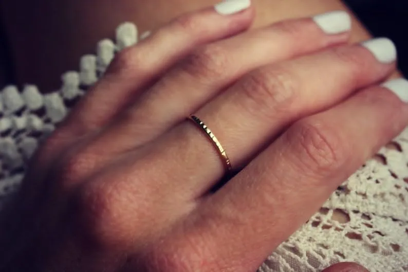 Gold ring, gold stacking ring, gold filled ring, stacking ring, textured ring, midi ring, stackable ring, faceted gold ring (7.5)