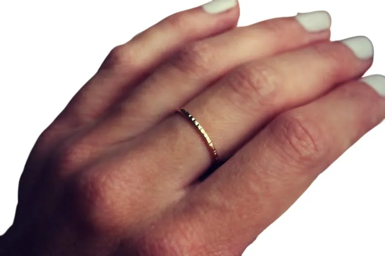 Gold ring, gold stacking ring, gold filled ring, stacking ring, textured ring, midi ring, stackable ring, faceted gold ring (7.5)
