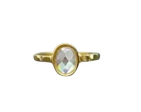 Gold Ring,Round Ring,Gold Ring,Clear Quartz Ring, April Ring,Slim Band, Gemstone Ring,Stacking Ring, Delicate Ring,Simple Ring