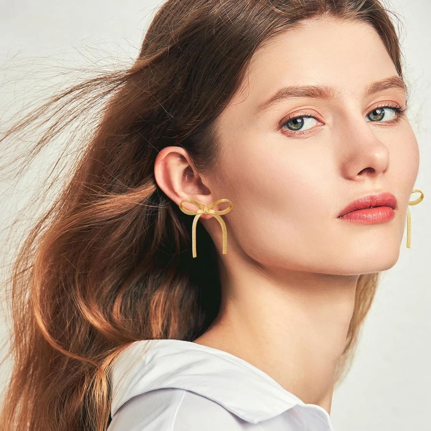 Gold Silver Bow Drop Earrings for Women Long Tassel Chain Bow Earrings Ribbon Bowknot Dangle Earrings Jewelry Gifts