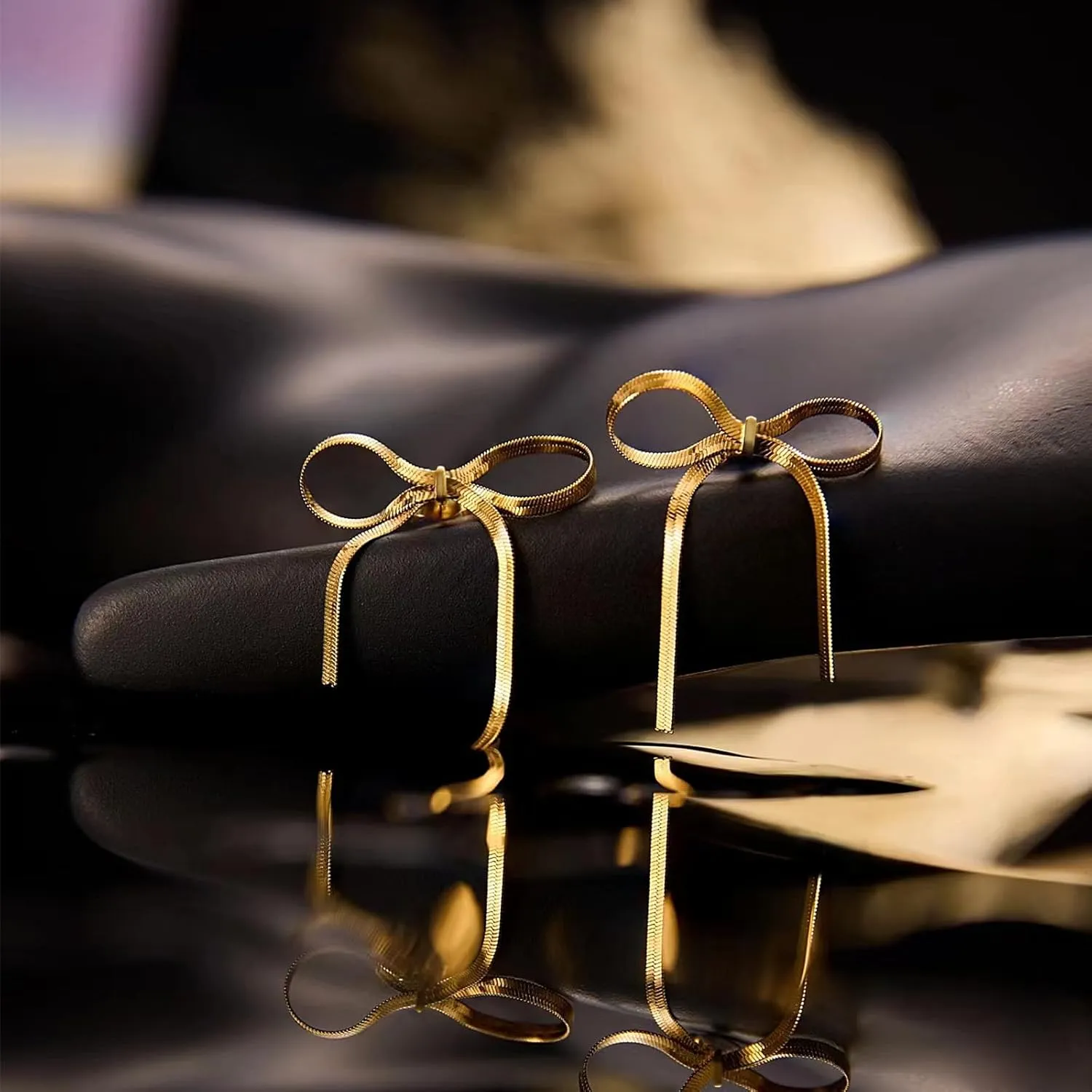 Gold Silver Bow Drop Earrings for Women Long Tassel Chain Bow Earrings Ribbon Bowknot Dangle Earrings Jewelry Gifts