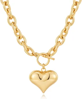 Gold Siver Heart Necklace for Women Trendy Chunky Choker Necklaces Jewelry for Women