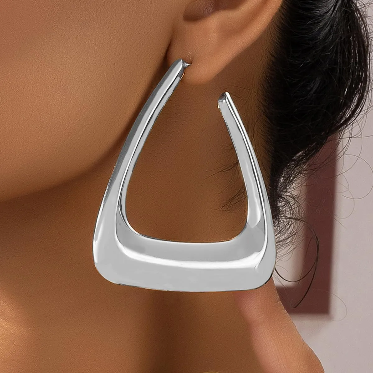 Gold Triangle Dangle Drop Earrings for Women Gothic Silver Geometric Statement Stud Earrings Lightweight Geometry Earrings Jewelry Accessories