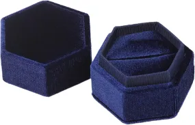 Gorgeous Antique Jewelry Ring Box Velvet Ring Box Hexagon Single Ring Box Premium Vintage Double Ring Holder For Proposal Engagement Wedding Photoshoots Jewelry Bracelet Organizer (Blue, One Size)