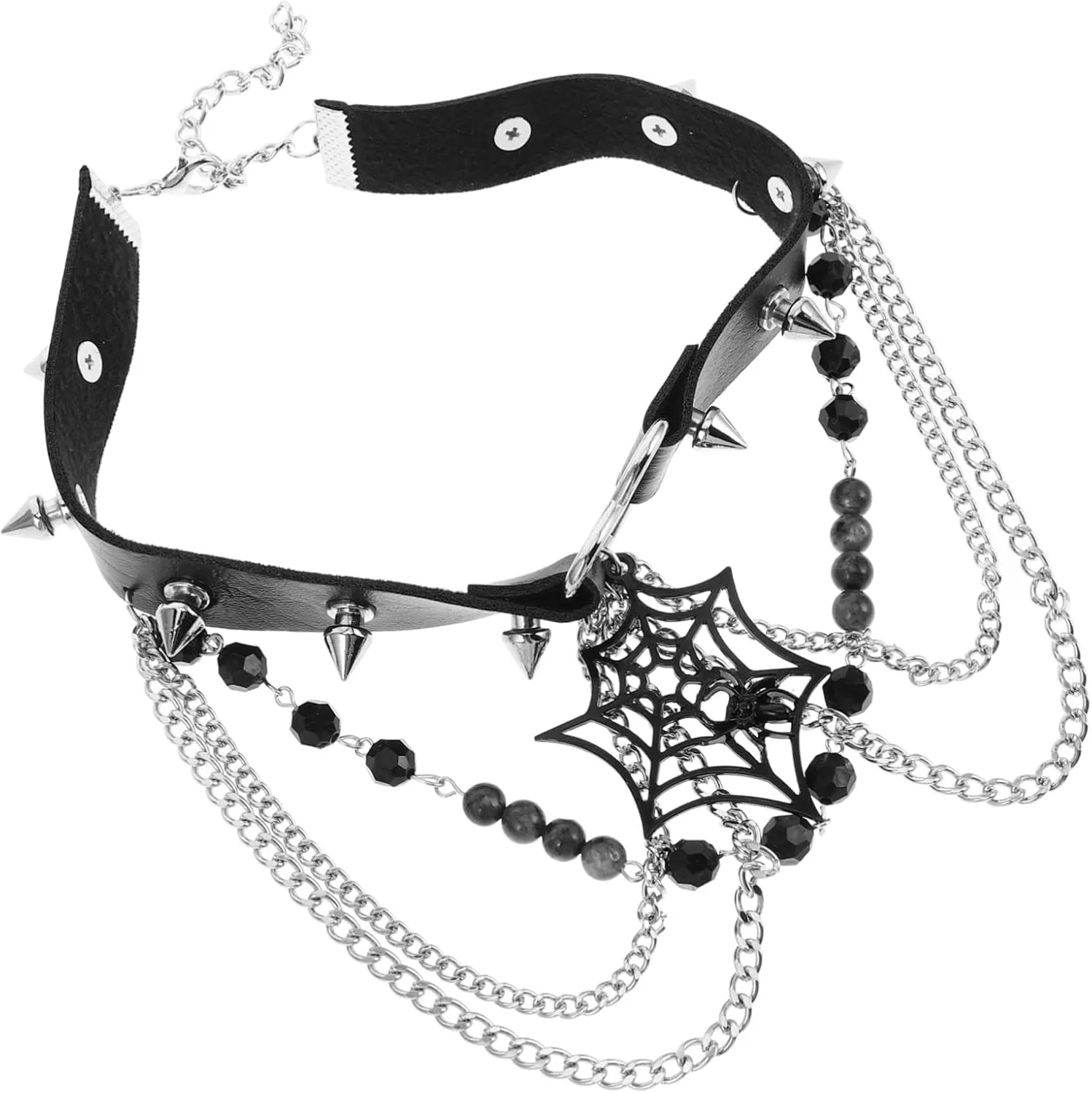 Gothic Spider Web Necklace Jewelry Gothic Fashion for Women Adjustable Neck