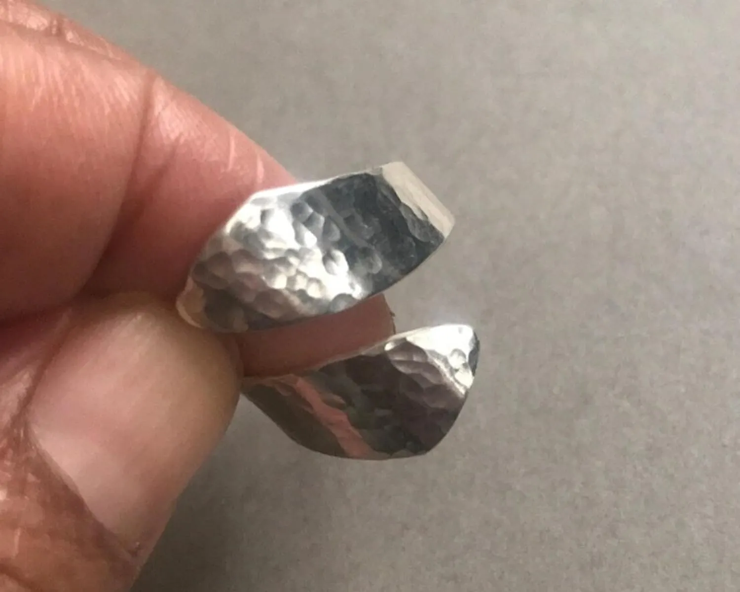 Hammered Thumb Ring Wraparound Ring Adjustable Ring Silver Thumb Ring Minimalist Ring, Thumb Ring, Bypass ring, Midi Ring Ring By Laxmi Jewellers