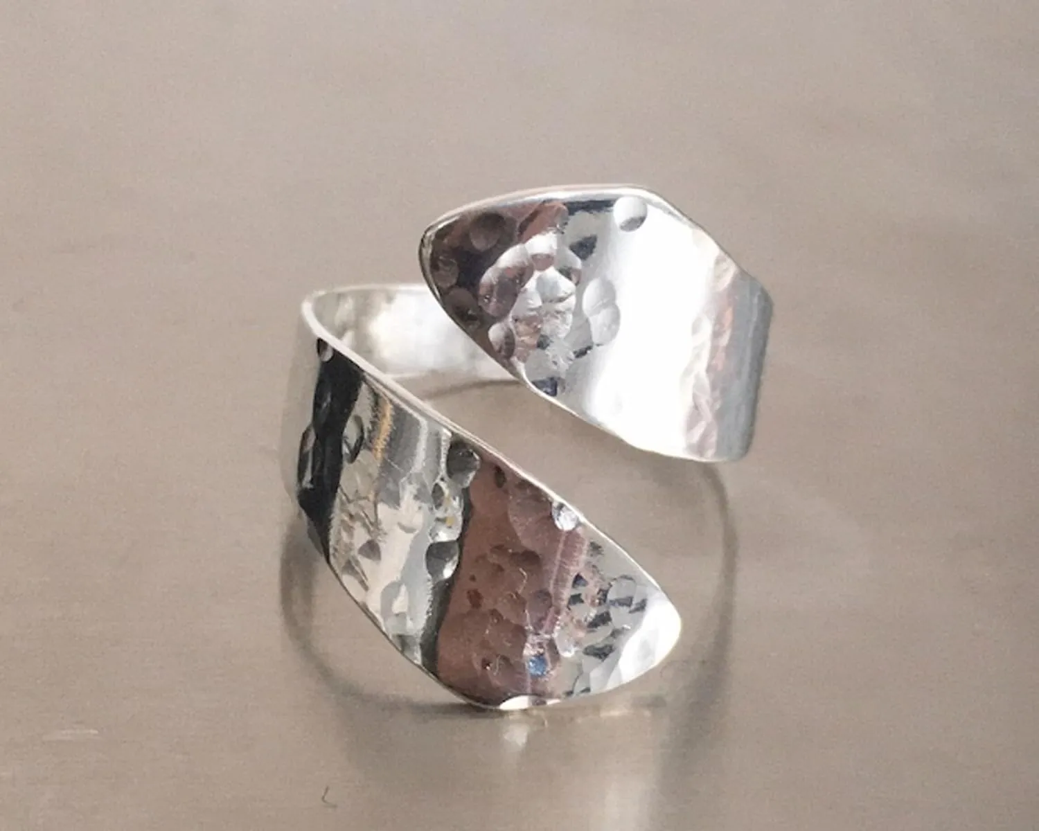 Hammered Thumb Ring Wraparound Ring Adjustable Ring Silver Thumb Ring Minimalist Ring, Thumb Ring, Bypass ring, Midi Ring Ring By Laxmi Jewellers