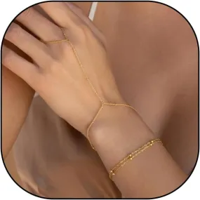 Hand Chain Bracelet Dainty 14K Gold Bracelets for Women Finger Ring Bracelet Hand Chain Trendy Dainty Hand Jewelry Gifts