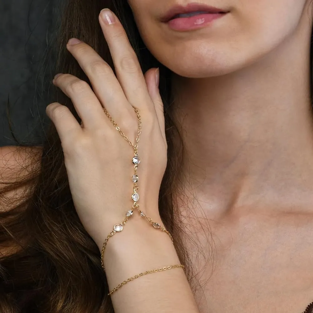 Hand Chain Bracelet for Women Dainty Gold Ring Bracelet Non Tarnish Silver Finger Ring Bracelet Trendy Stuff Hand Jewelry Gifts