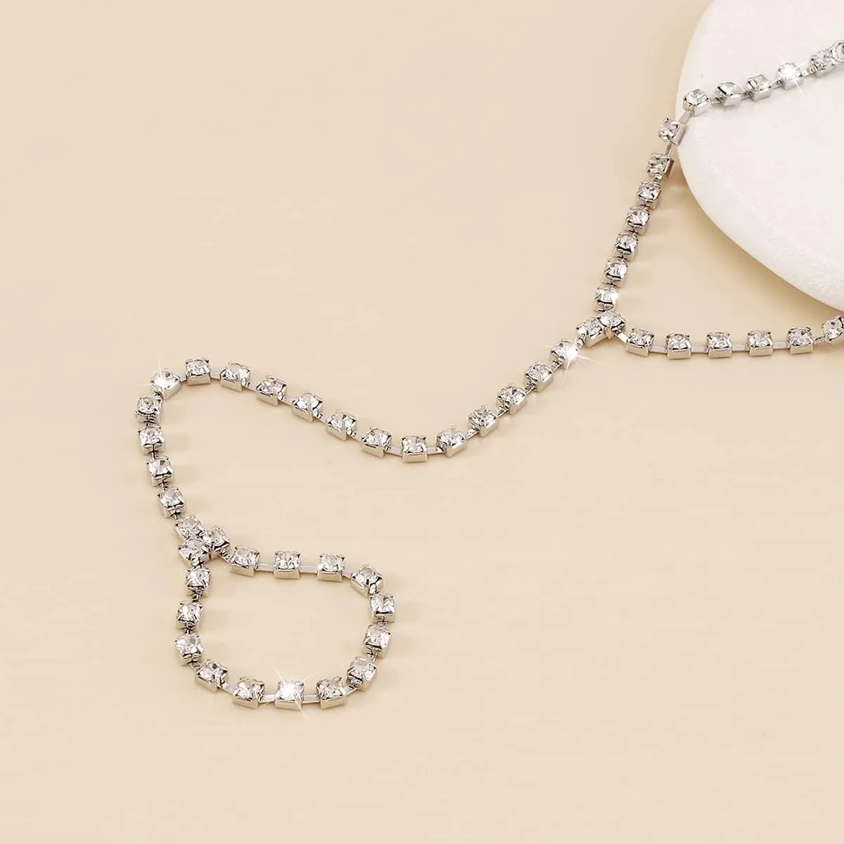Hand Chain Bracelet for Women Trendy Link Chain Charm Bracelet Set Finger Ring Slave Bracelet Crystal Zircon Hand Chain Body Jewelry