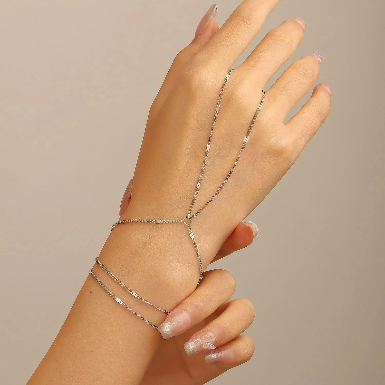 Hand Chain Bracelet Ring Bracelet Hand Chain Adjustable Finger Ring Bracelet Gold Hand Chain Bracelet for Women