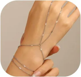 Hand Chain Bracelet Ring Bracelet Hand Chain Adjustable Finger Ring Bracelet Gold Hand Chain Bracelet for Women