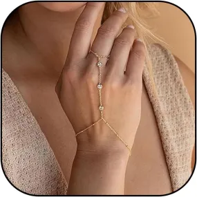 Hand Chain Ring Bracelet Hand Chain for Women Hand Chain Finger Ring Delicate Slave Bracelet for Women and womens Finger Chain Bracelets