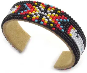 Handmade Beaded Cuff Bracelet, Native American Style Seed Beads Bracelet, Black Red Butterfly Beaded Cuff Bracelet Unisex B53/8 Multi colour