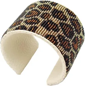 Handmade Beaded Indian Jewelry Cuff Bracelet, Native American Style Black Golden Seed Beaded Leather Bracelet Unisex Cowboy Western Bracelet. B40/13