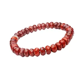 Handmade Womens Mens 8mm Gemstone Beaded Bracelet Stretch | Crystal Gemstone Beads Bracelet (Red Jasper)