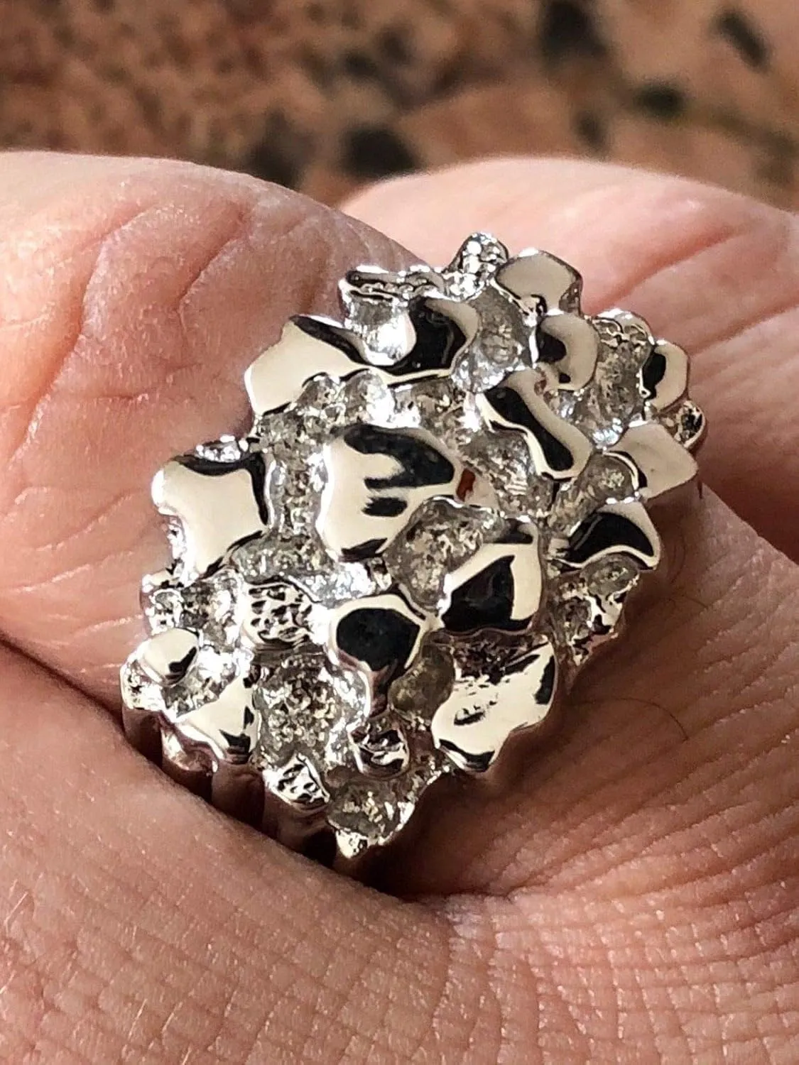HarlemBling Solid 925 Sterling Silver Men's Ring - Nugget Ring - Pinky or Ring Finger - Sizes 6-13 (9)