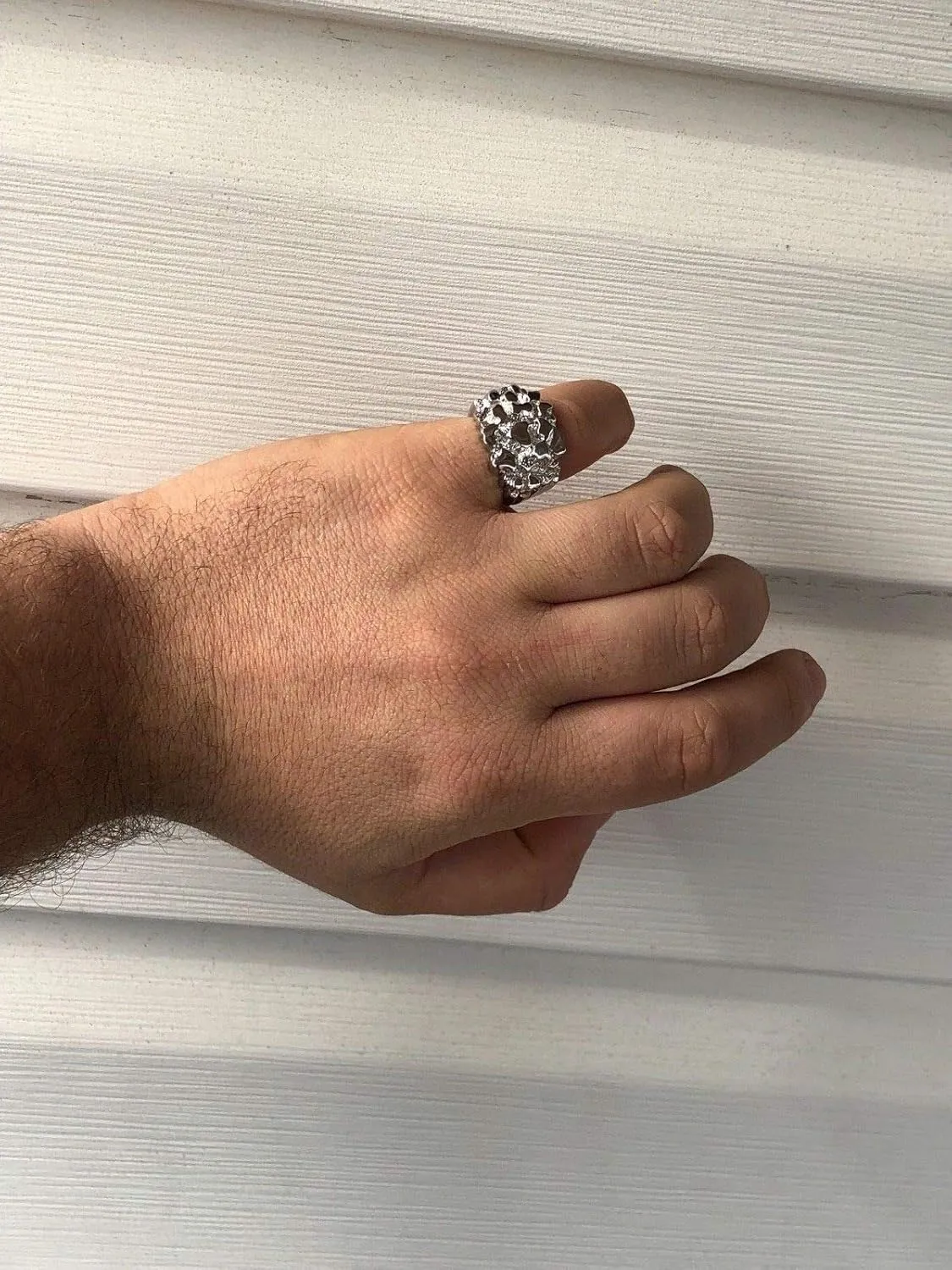 HarlemBling Solid 925 Sterling Silver Men's Ring - Nugget Ring - Pinky or Ring Finger - Sizes 6-13 (9)