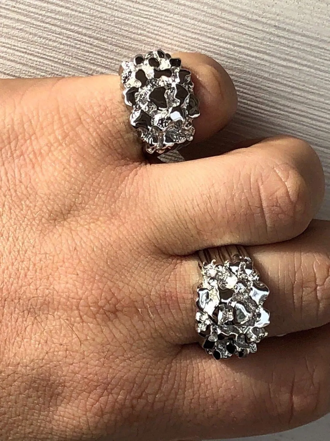 HarlemBling Solid 925 Sterling Silver Men's Ring - Nugget Ring - Pinky or Ring Finger - Sizes 6-13 (9)