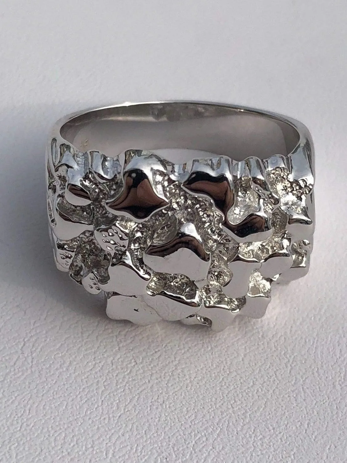 HarlemBling Solid 925 Sterling Silver Men's Ring - Nugget Ring - Pinky or Ring Finger - Sizes 6-13 (9)