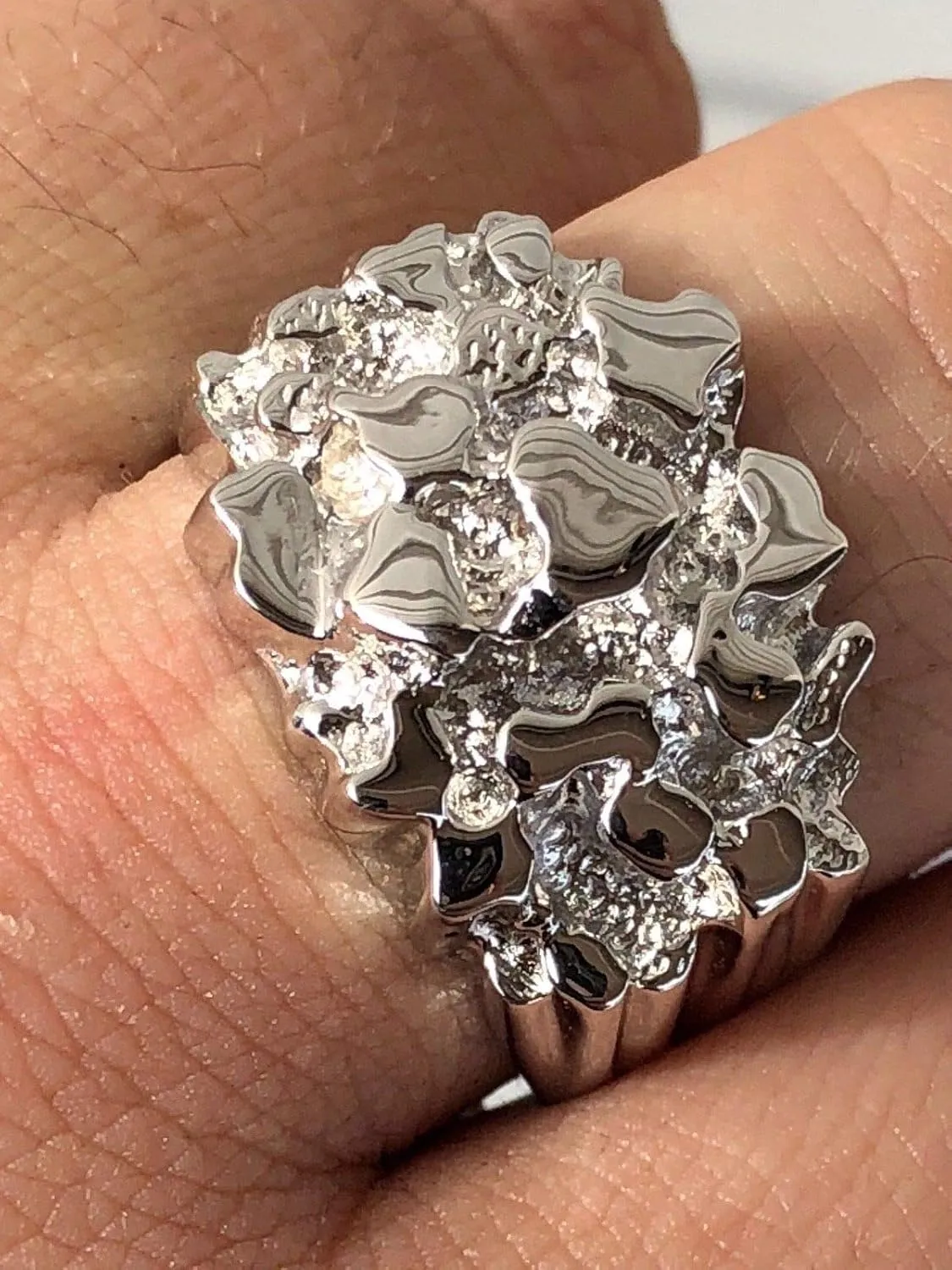 HarlemBling Solid 925 Sterling Silver Men's Ring - Nugget Ring - Pinky or Ring Finger - Sizes 6-13 (9)