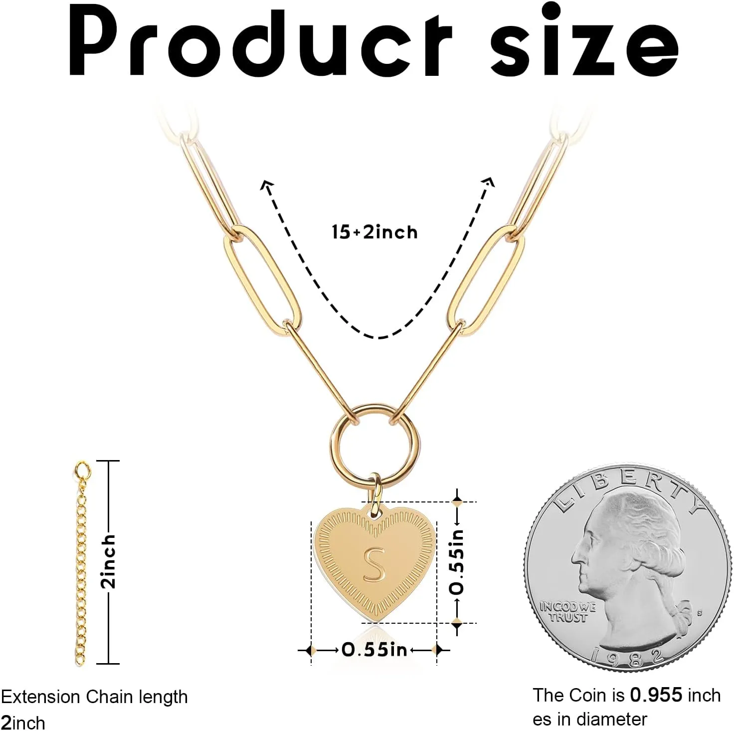 Heart Initial Necklaces for Women, 14K Gold Plated Heart Pendant Letter Alphabet Necklace, Cute Dainty Love Pendant Necklaces for Women Birthday Valentine's Day Mother's Day Gift