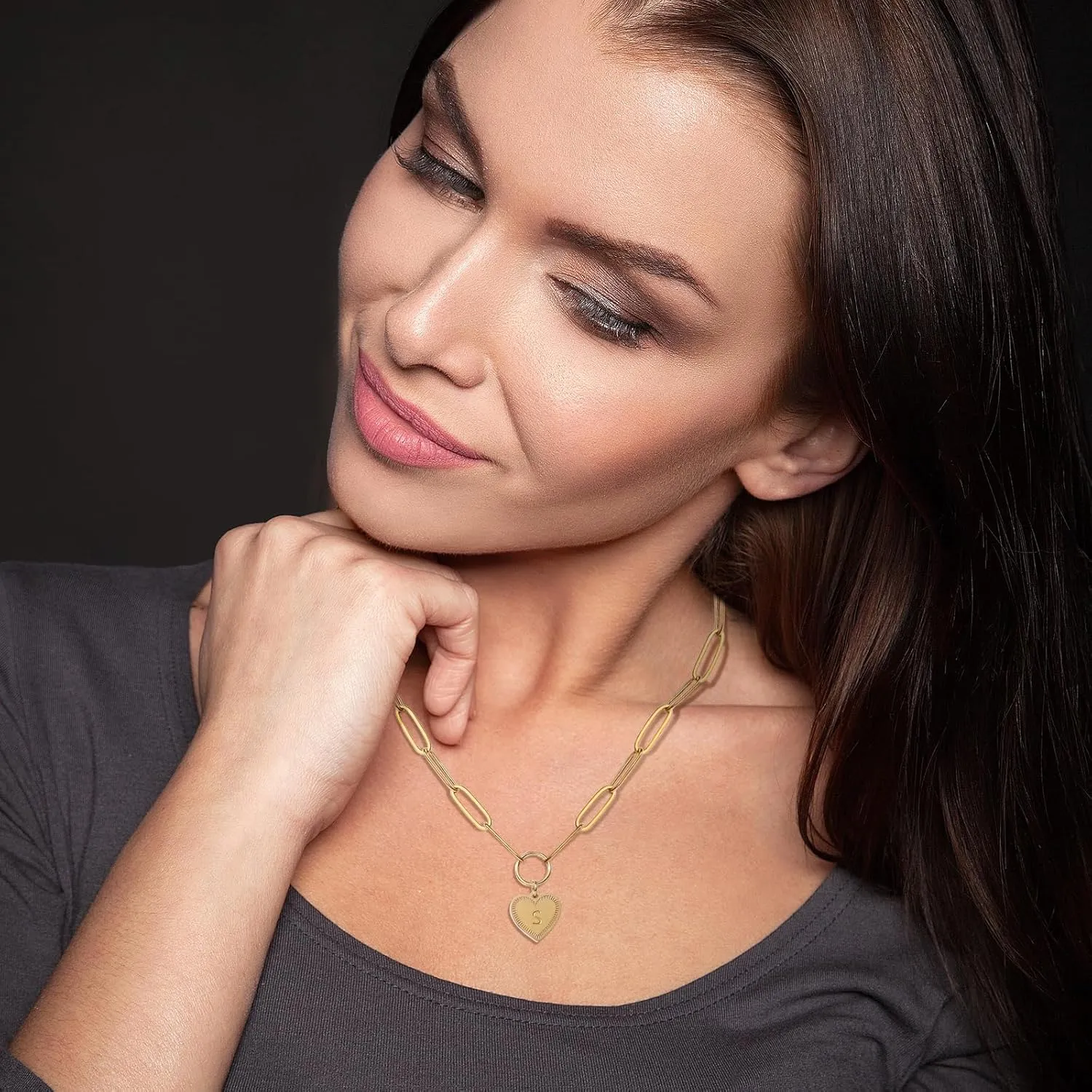 Heart Initial Necklaces for Women, 14K Gold Plated Heart Pendant Letter Alphabet Necklace, Cute Dainty Love Pendant Necklaces for Women Birthday Valentine's Day Mother's Day Gift