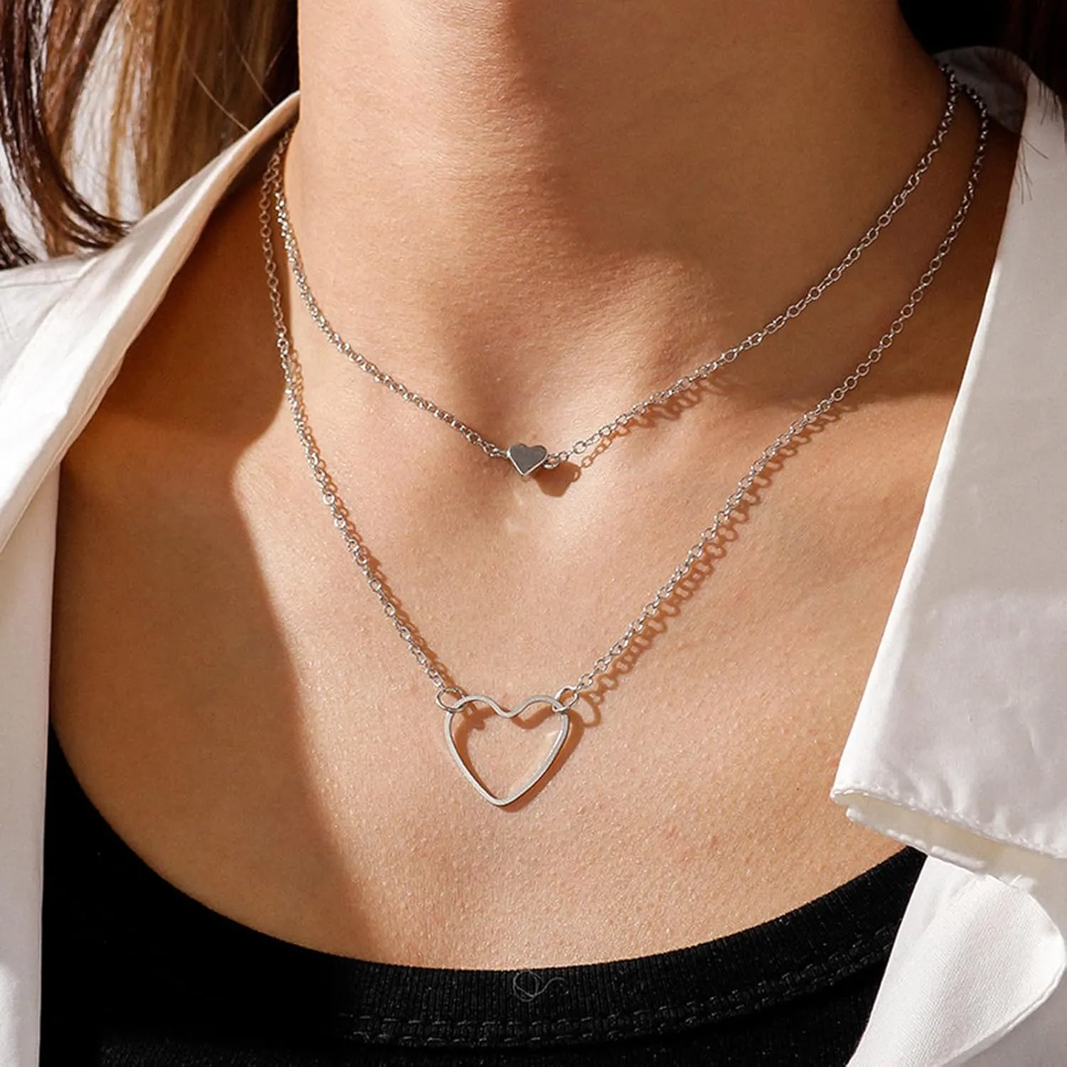 Heart Necklaces for Women Gold Heart Necklace Pink Heart Pendant Necklace Layered Heart Shaped Necklace Dainty Jewelry Gifts for Women
