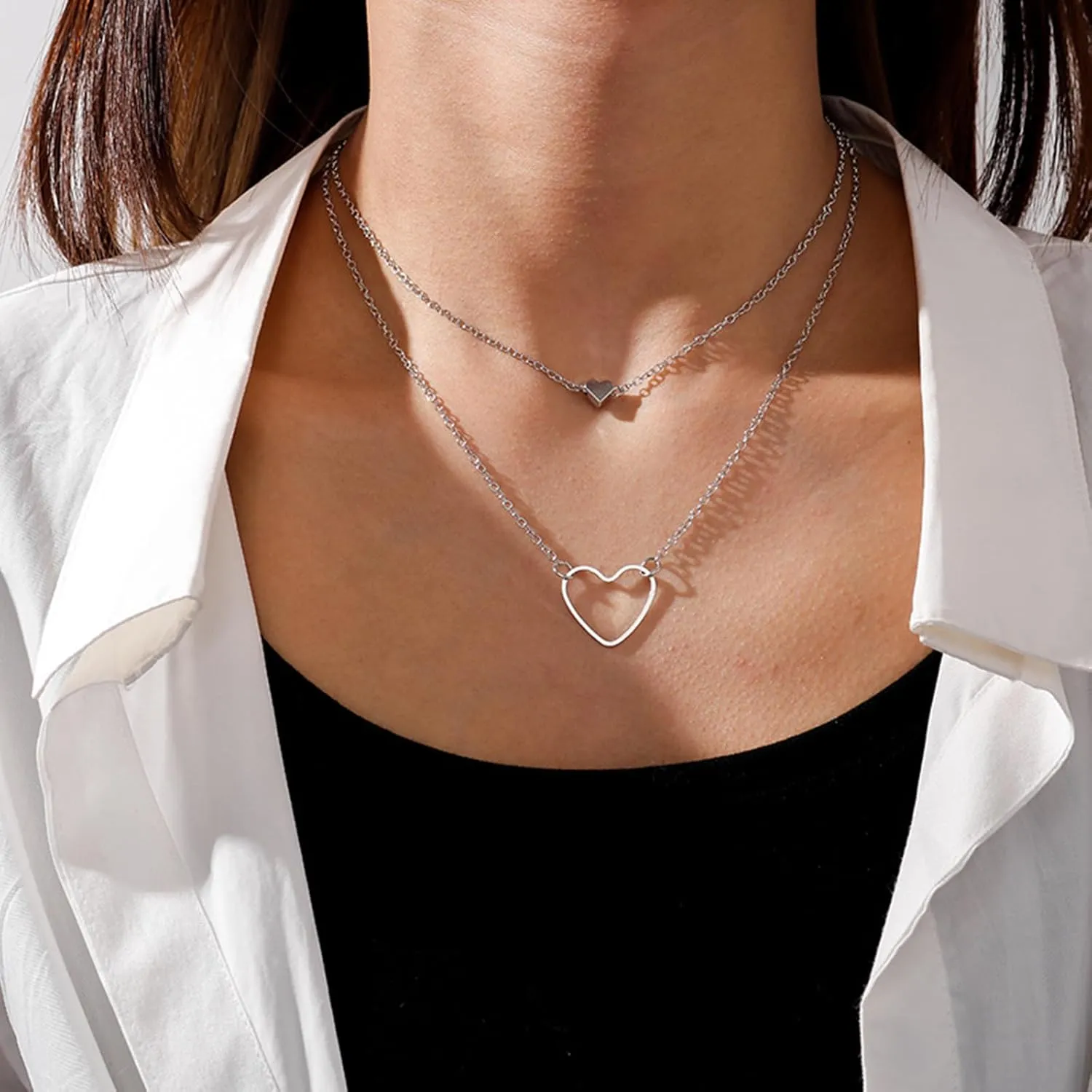 Heart Necklaces for Women Gold Heart Necklace Pink Heart Pendant Necklace Layered Heart Shaped Necklace Dainty Jewelry Gifts for Women