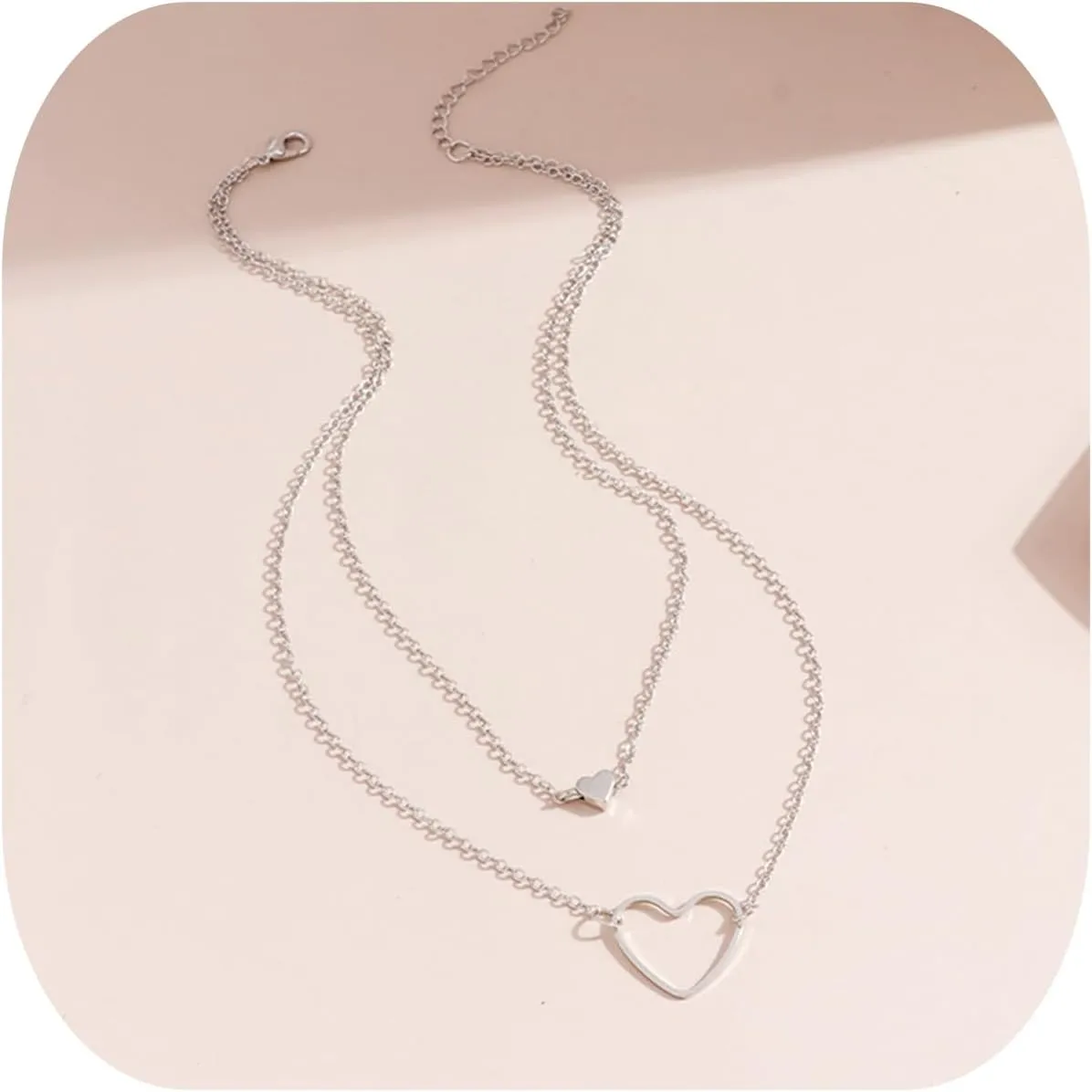 Heart Necklaces for Women Gold Heart Necklace Pink Heart Pendant Necklace Layered Heart Shaped Necklace Dainty Jewelry Gifts for Women