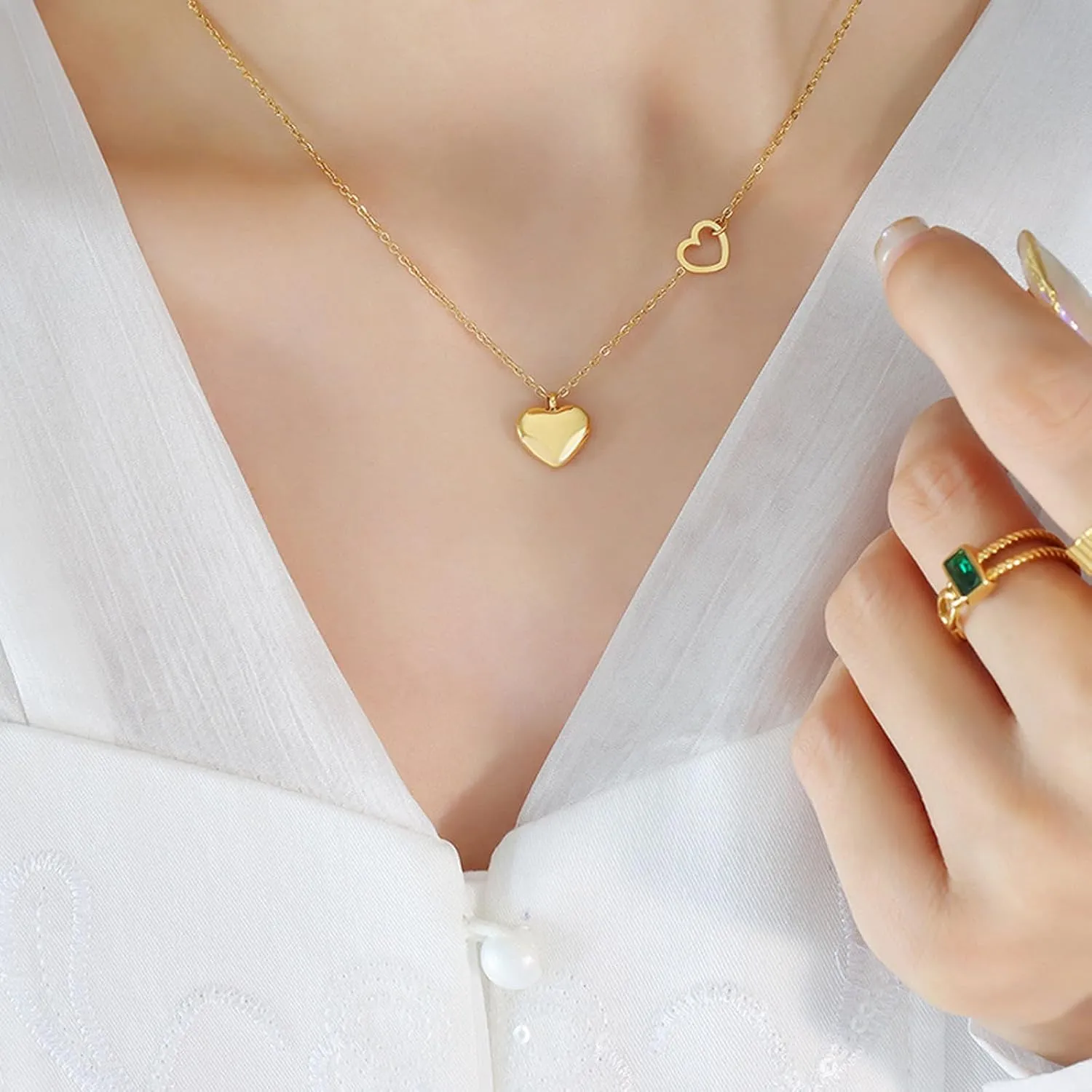 Heart Necklaces for Women Valentines Day Gifts for Her Valentines Day Necklace Trendy Chunky Gold Heart Necklace Love Heart Pendant Necklace