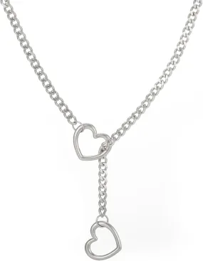 Heart O-ring Slip Chain Necklace for Women, Adjustable Punk Rock Stainless Steel Slip Chain Choker for Women Vintage Handmade Gothic Choker Collar Lariat Y-Necklace Long Cuban Link Jewelry