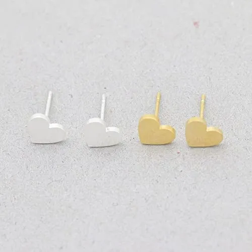 Heart stud earrings, heart earrings, heart studs, stud earrings, gift for her, tiny stud earrings, earrings, minimalist earrings, heart (Silver)