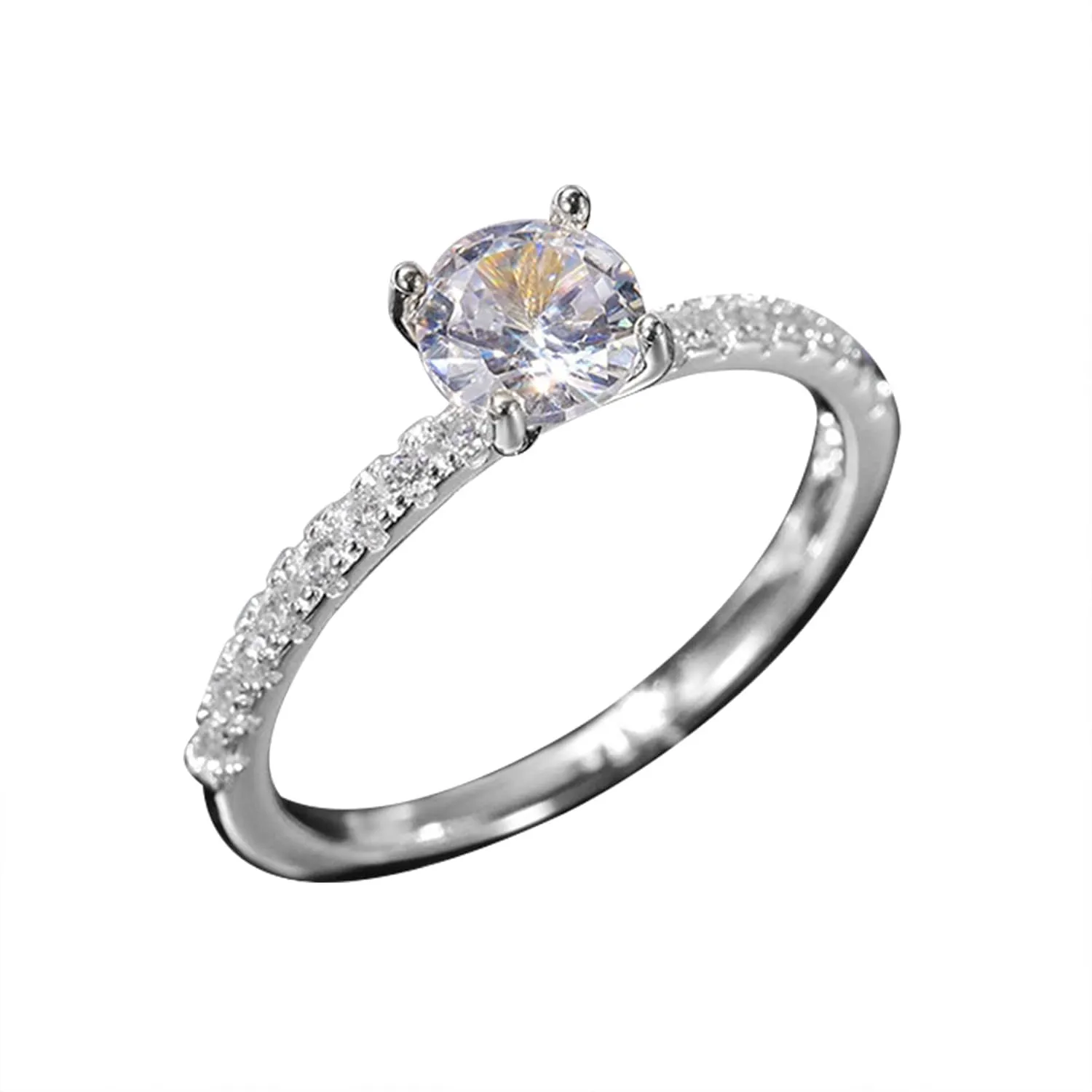 Heart Toe Ring Trend Single Full Diamond Zircon Ring Ladies Jewelry Diamond Rings For Women Size 5 11 (Silver, 10)