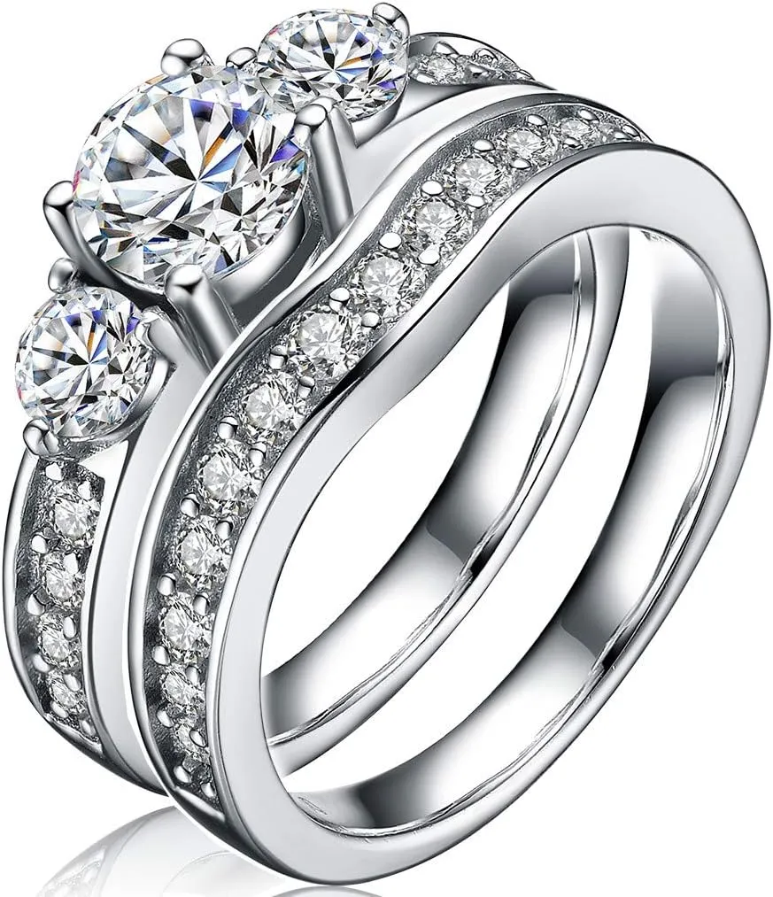 His and Hers CZ Wedding Rings - Bridal Sets - Wedding Ring - Engagement Ring - Cubic Zirconia Wedding Sets - Cz Engagement Rings - Wedding Ring Sets - Womens Engagement Rings - CZ Engagement Ring