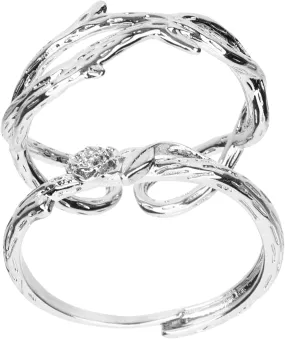 Homoyoyo 2pcs Rose Flower Couple Rings Matching Promise Rings for Couples Chic Engagement Jewelry for Valentine's Day Unique Romantic Design for Him and Her