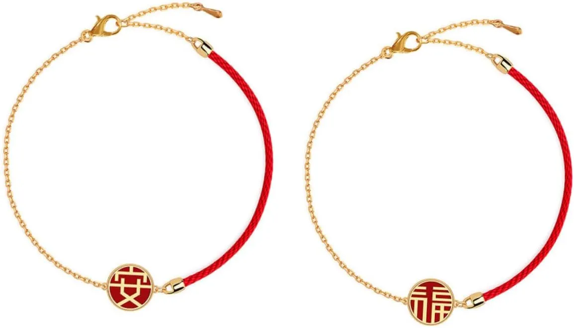Homoyoyo Boho Woven Bracelet for Women 2 Pack Stretchy Adjustable Chinese Rope Bracelet Fashion Jewelry for Year Holiday Birthday