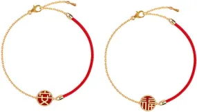 Homoyoyo Boho Woven Bracelet for Women 2 Pack Stretchy Adjustable Chinese Rope Bracelet Fashion Jewelry for Year Holiday Birthday