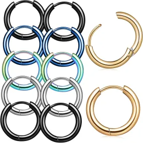 Homoyoyo Unisex Minimalist Circle Earrings 5 Pairs of Small Hoops Earrings in Titanium Steel for Men and Women