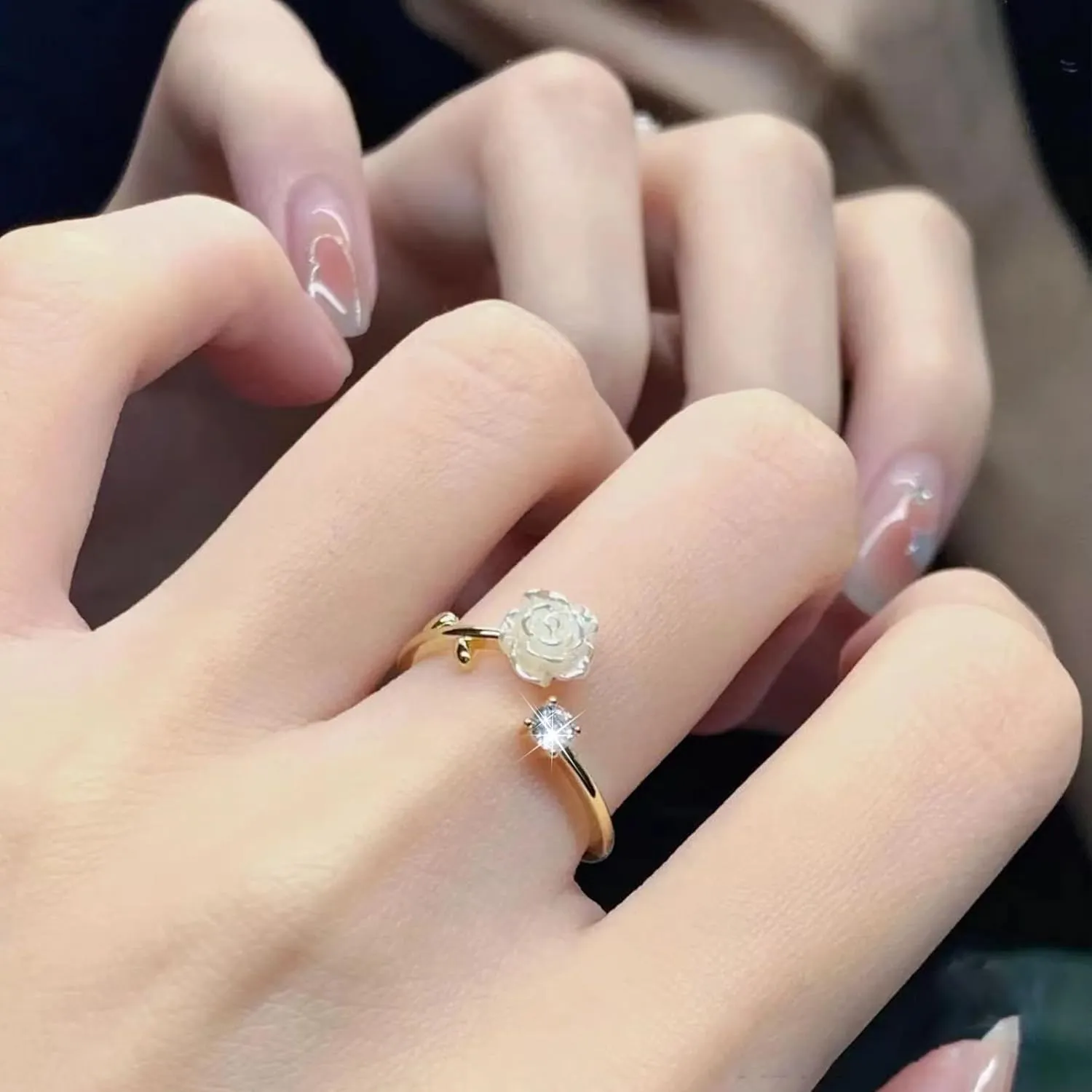 HUASAI Fake Engagement Ring Cubic Zirconia Engagement Ring for Women