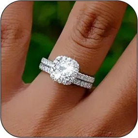 HUASAI Fake Engagement Ring Cubic Zirconia Engagement Ring for Women