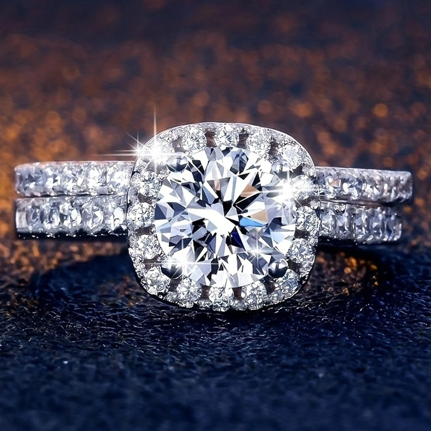 HUASAI Fake Engagement Ring Cubic Zirconia Engagement Ring for Women