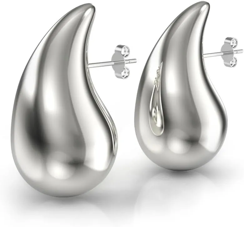 Hypoallergenic Gold Teardrop Earrings - Trendy Chunky Hoops for Women