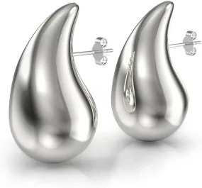 Hypoallergenic Gold Teardrop Earrings - Trendy Chunky Hoops for Women