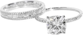 Inlaid Zircon Rings Set for Women Simulated Diamond Bridal Wedding Bands Minimalist Proposal Rings Elegant (Silver, 9)